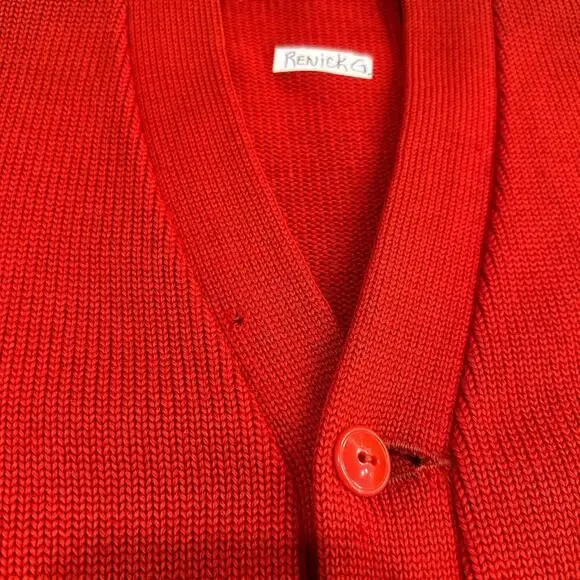 Vintage Imperial Cardigan Mens Size 38 1940s 1950s Made in USA Distressed Red - Picture 9 of 15